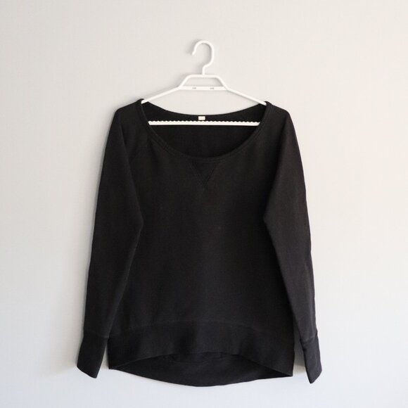 Lululemon Womens Meditate Black Sz 4 Activewear High-Low Wide Neck Sweatshirt - Picture 2 of 12